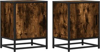 vidaXL Bedside Cabinets 2 pcs Smoked Oak 40x31x50 cm Engineered Wood and Metal vidaXL
