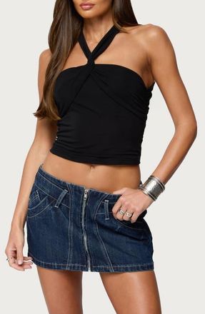 Edikted Maggi Tie Back Halter Top in Black at Nordstrom, Size X-Large