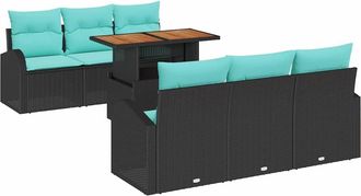 vidaXL Conjunto De Sof&aacute; De Jard&iacute;n 7 Uds. Negro Polirat&aacute;n Vidaxl