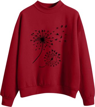 Generic Your Orders Deal of The Day Buy Again Oversized Sweatshirt Women Womens Autumn And Winter Casual Hoodie Sweatshirt Dandelion Printed Round Neck Sweats