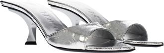 The Attico Womens Gray Leather Flat Sandals