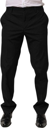 Dolce & Gabbana Black Striped Dress Formal Men Trouser Mens Pants