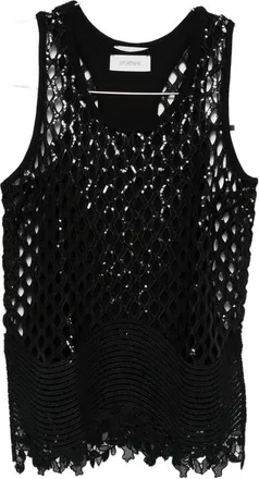 Sportmax Sequin-embellished Open-knit Top