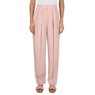 Stella McCartney Stella McCartney, Tapered Trousers, female, Pink, Size: S Pleated Wide-Leg Pants
