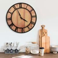 OEM Reloj De Pared De 39 Cm, Marr&oacute;n Y Negro, Fabricado En Mdf Y Hierro - Crezuo