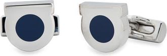 Ferragamo Gancio Cuff Links in Silver/Navy at Nordstrom