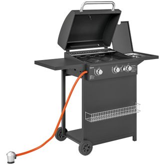 OUTSUNNY Barbacoa de gas 123x57x98 cm negro