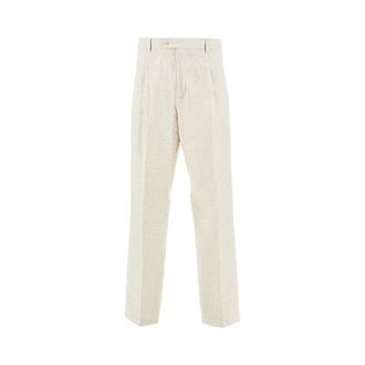 Mars&eacute;m Chevron linen and cotton pants with dart Man 50