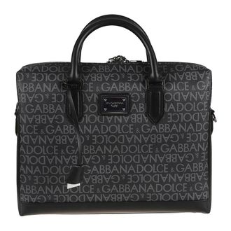 Dolce & Gabbana Zwarte Aktetas Jcq.logo Spalmato+Vi - Heren - Laptoptassen - Zwart - ONE Size - Katoen - Tassen