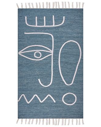 Beliani Beliani - Tappeto Blu 80 X 150 Cm Poliestere Con Nappe Stile Boho Soggiorno Camera Da Letto