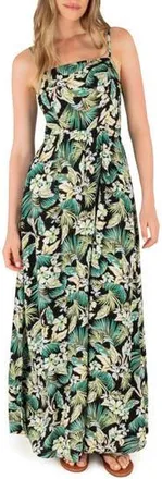 Hurley Fall Palms Print Maxi Dress in Green/Black at Nordstrom Rack, Size X-Small
