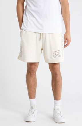Palm Angels Studded Drawstring Shorts in White at Nordstrom Rack, Size Xx-Large
