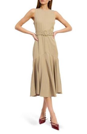 En Saison Autumn Belted Midi Dress in Khaki at Nordstrom Rack, Size Medium