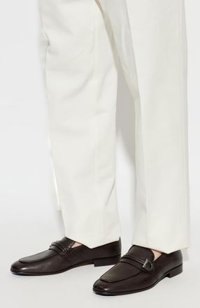 Ferragamo Saddle Leather Loafers, Mens, Brown