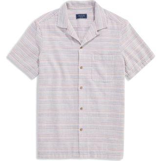Vineyard Vines Coral Stripe Cotton Camp Shirt in Peaches & Cream at Nordstrom, Size Xx-Large