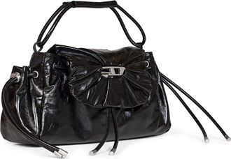 Diesel Womens Top-Handle Bag Scrunch-D Black Wool Handbags Hand