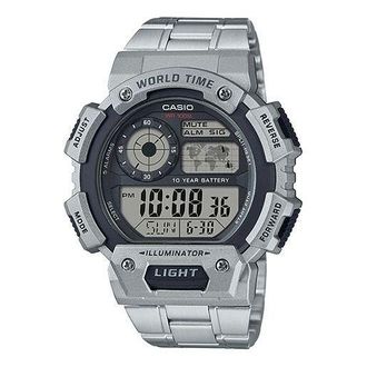 Casio Sports Waterproof Stainless Steel Strap Quartz Mens Silver Digital AE-1400WHD-1A