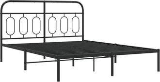 vidaXL Metal Bed Frame without Mattress with Headboard Black 135x190cm Vidaxl