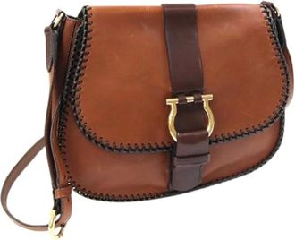 Ferragamo Pre-owned Cross Body Bags, female, Brown, Size: ONE SIZE Pre-owned Leather Shoulder Bag
