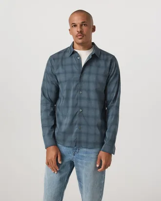 Vuori Clothing Long Sleeve Plaid Button Down Shirt | Abyss | Medium