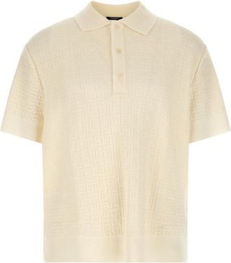 Balmain White Monogram Jacquard Polo