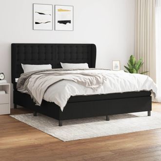 vidaXL Vidaxl - Cama Box Spring Con Colch&oacute;n Tela Negro 180x200 Cm