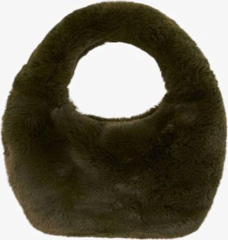 LaMarque Womens Alix Mini Faux Fur Hobo Bag In Olive