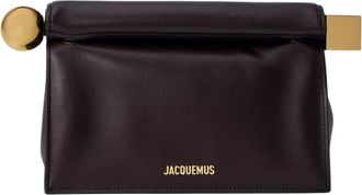 Jacquemus La Pochette Rond Carr&eacute; - Dames - Clutches - Bruin - ONE Size - Katoen - Tassen