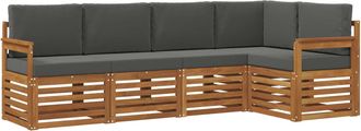vidaXL Conjunto De Sof&aacute;s De Exterior 5 Uds. Natural Y Antracita Vidaxl