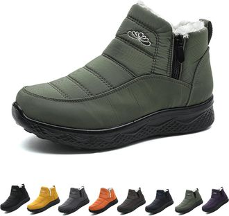 Generic Dritnow Shoes Womens Insulated Snow Boots, Waterproof, Non-slip & Fur Lined, Comfortable Warm Winter Ankle Boots for Women (Green,10.5)