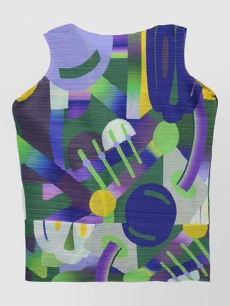 Pleats Please Issey Miyake sleeveless textured top abstract pattern