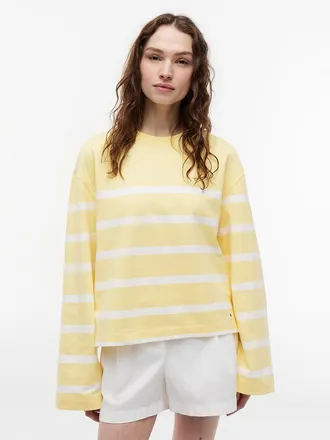 Tommy Hilfiger Womens Breton Stripe Crewneck Sweatshirt - Citronella - XS