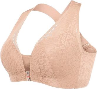 Generic Womens Front Closure Extra-Elastic Large Shaping Posture Lift Bra Off The Chain Chemise (Beige, 100D)