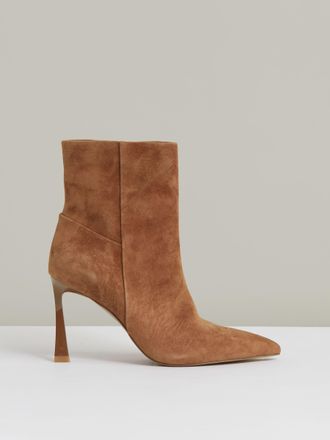 Reiss Tan High Heeled Leather Ankle Boots, X09