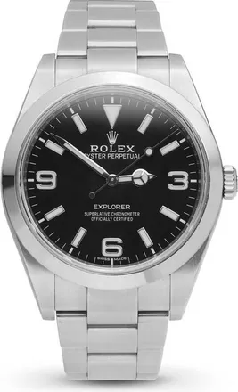 Rolex Pre-owned Rolex Explorer Automatic Chronometer Black Dial Mens Watch 214270 BKAO