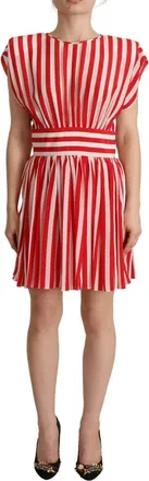 Dolce & Gabbana Rood Witte Strepen Zijde Mini A-lijn Damesjurk