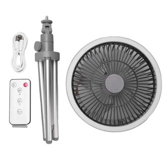 OEM Ventilador De Camping Con Tr&iacute;pode 3 En 1, Port&aacute;til, Oscilante, Con Luz Y Cargador Usb Para Tienda De Campa&ntilde;a, Pesca Y Picnic (gris)