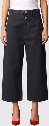 The Attico Jeans cropped a vita alta in denim con applicazione di strass
