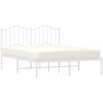 vidaXL Estructura Cama Sin Colch&oacute;n Con Cabecero Metal Blanco 150x200cm Vidaxl