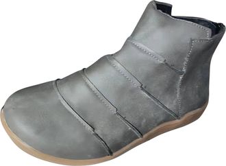 Generic On Round Pleated Womens Winter Flat Toe Boots Womens Boots Boots for Women Size 8 Wide (Grey, 5.5)