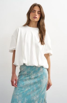 Topshop Bubble Hem T-Shirt in Ivory at Nordstrom, Size Medium