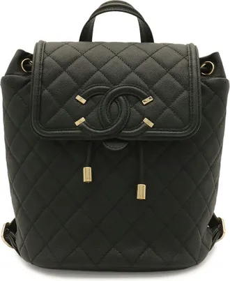 Chanel Black Grained Calfskin Backpack (Pre-Owned)