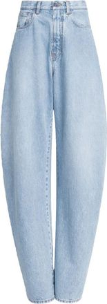 Alaia Faded Denim High-Waisted Round Jeans