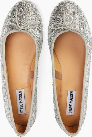 Steve Madden Womens Blossoms R Metallic Patterned Flats - Silver - Size: 5