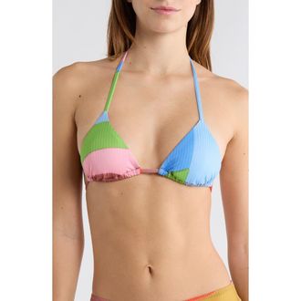 Vitamin A Gia Tropical Floral Print Triangle Bikini Top in Abstract at Nordstrom Rack, Size Medium