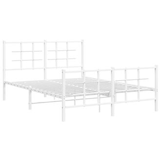 Berkfield Home Metal Bed Frame without Mattress with Footboard White 135x190cm | Size: 135x190 cm