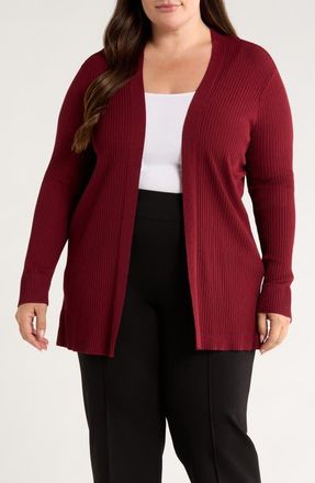 Jones New York Sutton Rib Cardigan in Bordeaux at Nordstrom, Size 1X