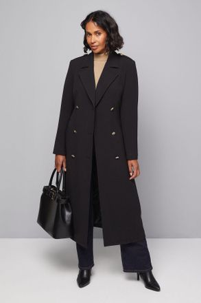 Wallis Womens Double Crepe Trench Coat - Black - Size 14 UK