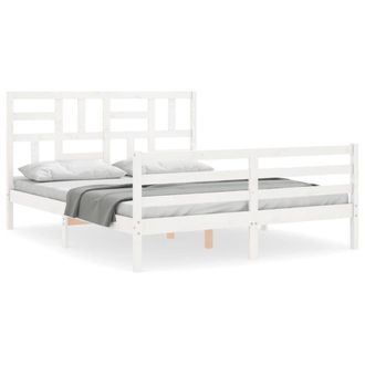 Berkfield Home Bed Frame with Headboard White 160x200 cm Solid Wood