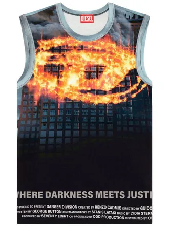 Diesel Biscoup Burning D tank top - men - Cotton - L - Blue